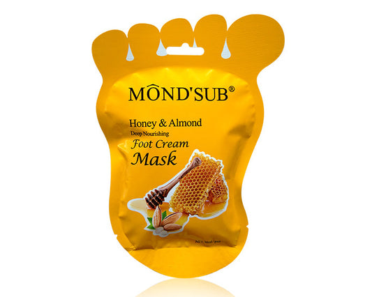 Honey and Almond deep nourishing foot cream mask for intense moisture and hydration.