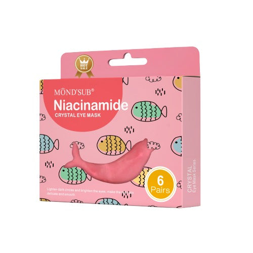 Niacinamide crystal eye mask patches designed to brighten dark circles and reduce under-eye puffiness.