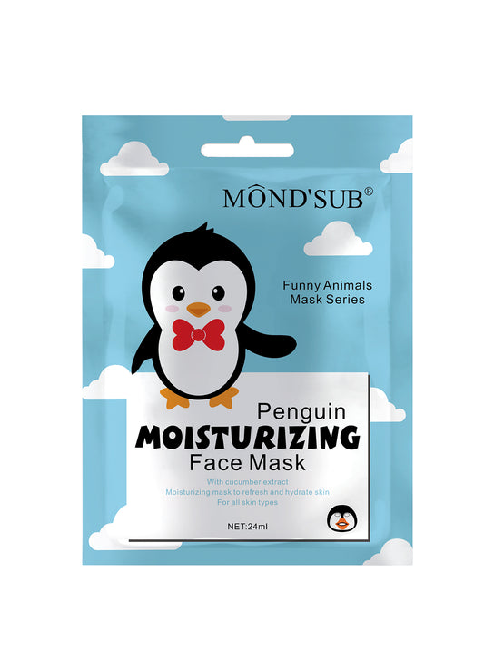 Penguin character moisturizing face mask sheet for fun and hydrating skincare.