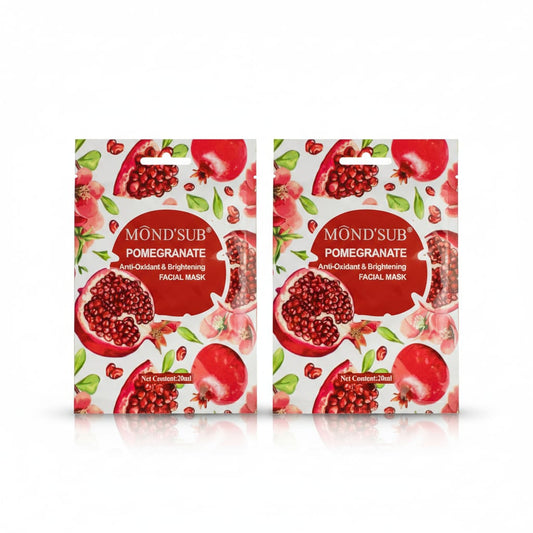 Pack of 2 Pomegranate antioxidant eye masks for brightening dull skin and boosting radiance.