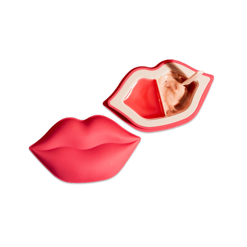 Strawberry two-in-one lip scrub and sleeping mask for exfoliating and deep overnight repair.